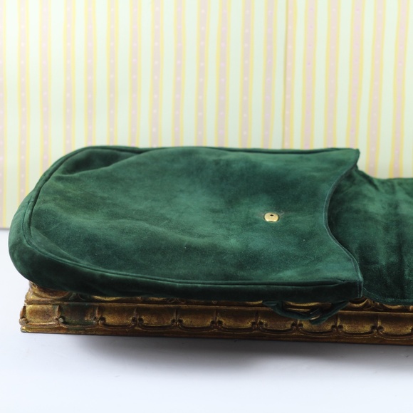 Vintage Suede Leather Gorgeous Green Bag - Picture 7 of 13